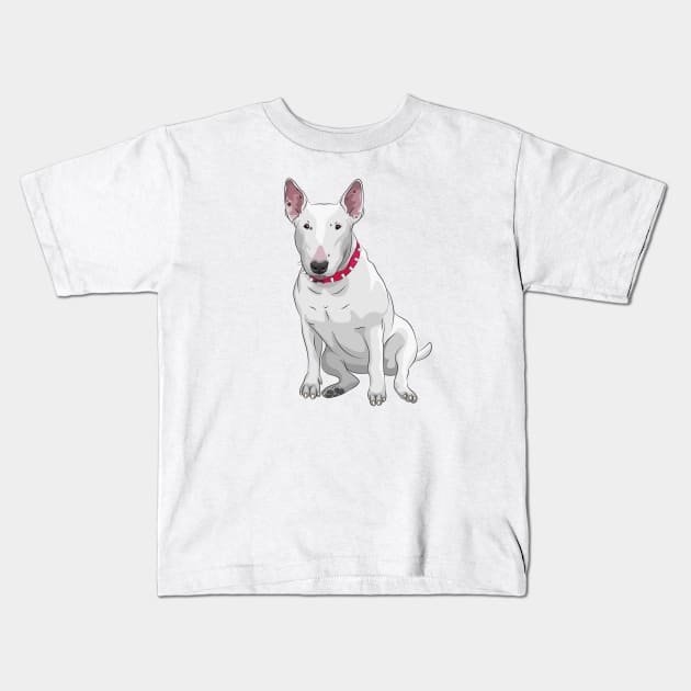 white Bull Terrier Kids T-Shirt by kavalenkava